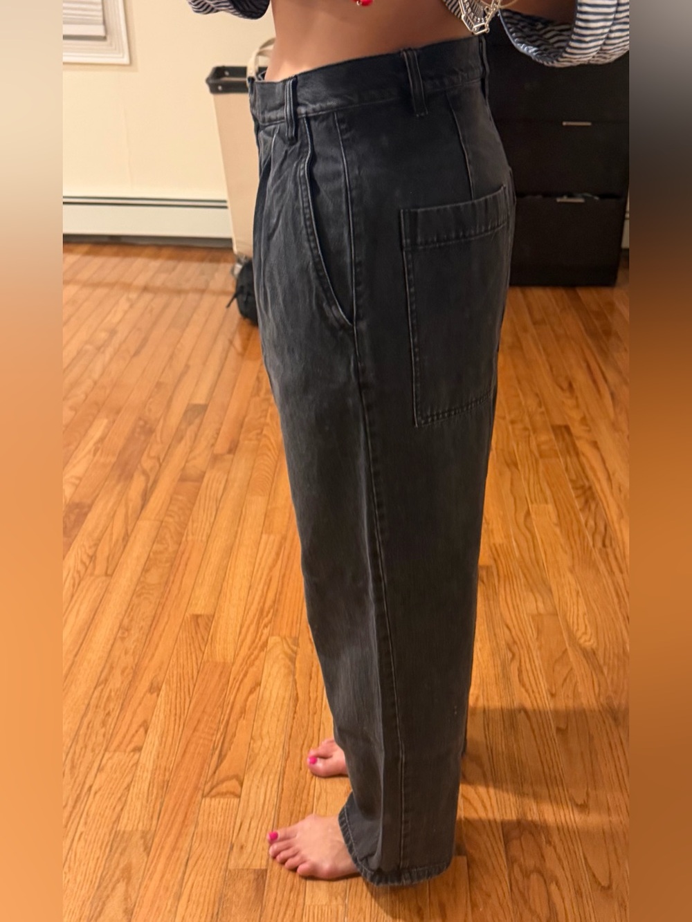 Tibi Women’s Trouser Jeans in Faded Black, sz 27